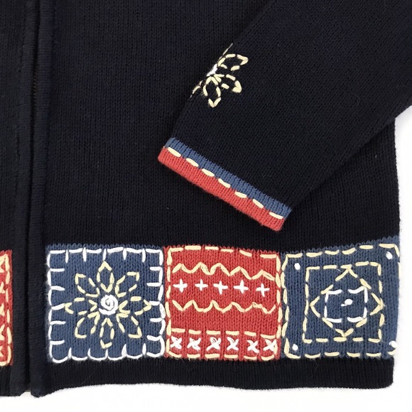 Vintage Y2K Hand Embroidered Zip Cardigan Sweater Med Boho Christopher & Banks - Picture 5 of 15